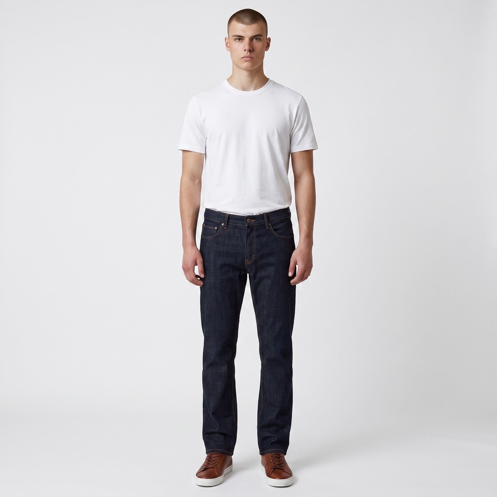 Mott & Bow Straight Crosby Jeans Mens 33x32 Dark Indigo Wash Stretch Denim